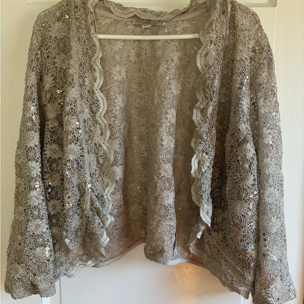 Hannah Montana/ Mid Y2K Pop Star Inspired Gold Sequenced Bolero Plus Size 2X